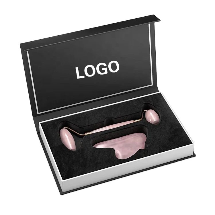 Best High Quality Anti Aging Face Lifting Gua Sha And Facial Roller ,Rose Pink Jade Face Roller For Gift Set
