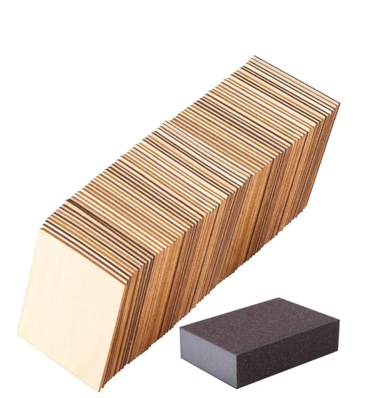 Tailai Square Unfinished Wood Slices Blank 4 x 4 Inch for Coasters Pyrography Painting Writing Photo Props