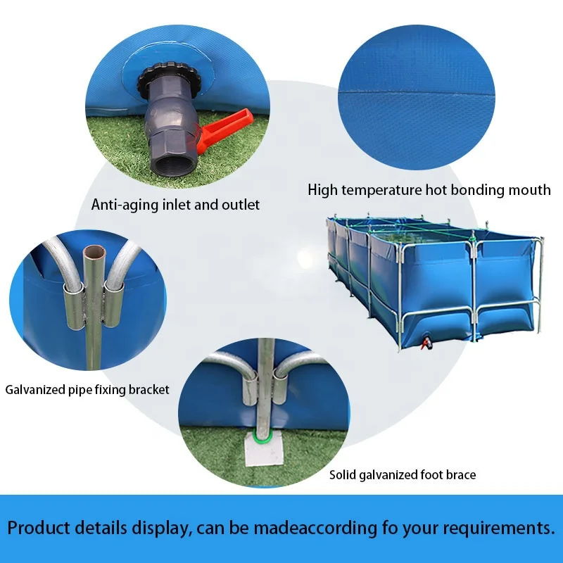 Custom 3000 liter 5000 liters  20000 liter farming geomembrane system foldable pond pvc tarpaulin fish tank price