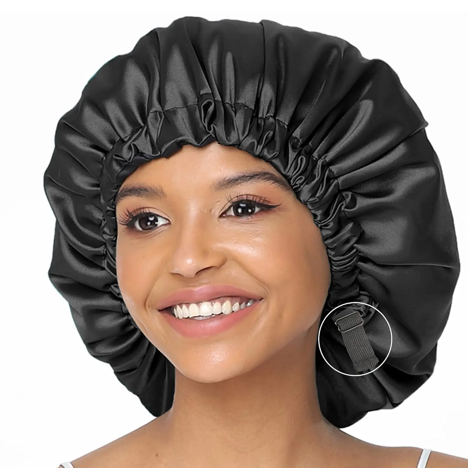 Hot Selling Factory Manufacturer Double Layer Silk  Protection Adjustable Double Layered Satin Cap for Women Curly Natural Hair