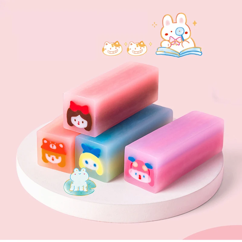 New arrivals school fancy soft rubber cute Customizable pencil erasers for kids