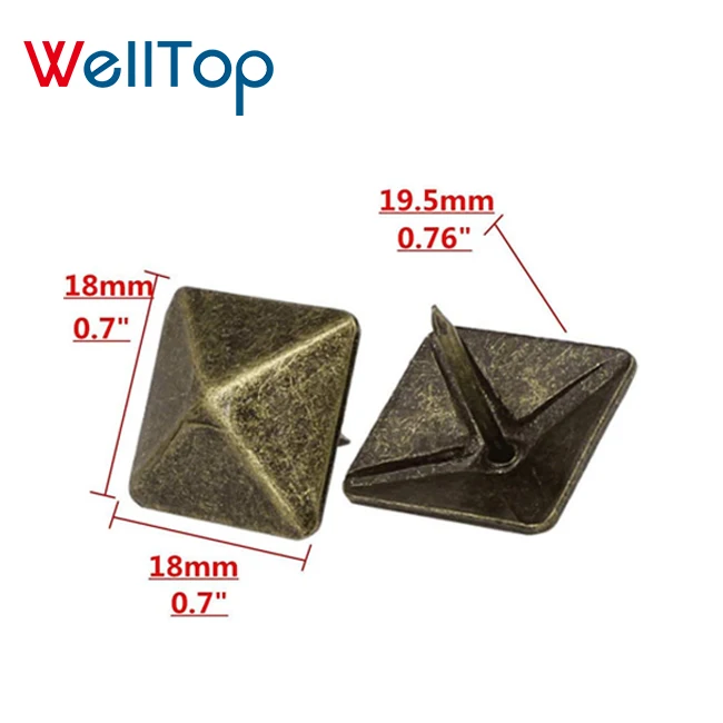22.316 WELLTOP Wholesale Furniture Accessories Square Antique Brass Tack Metal Upholstery Nails Stud Rivet Decorative Sofa Nails