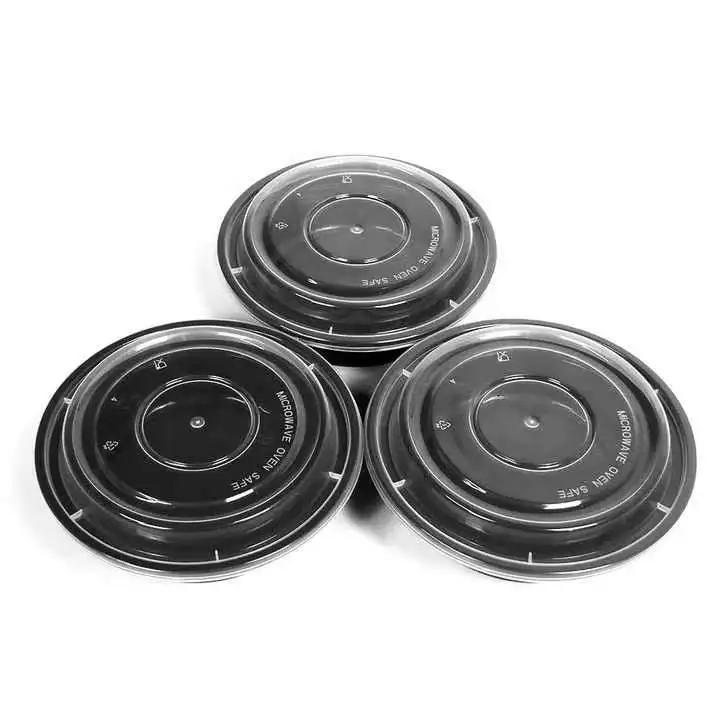16oz 24oz High quality round plastic disposable food container Custom Logo OEM round disposable containers with lids for food