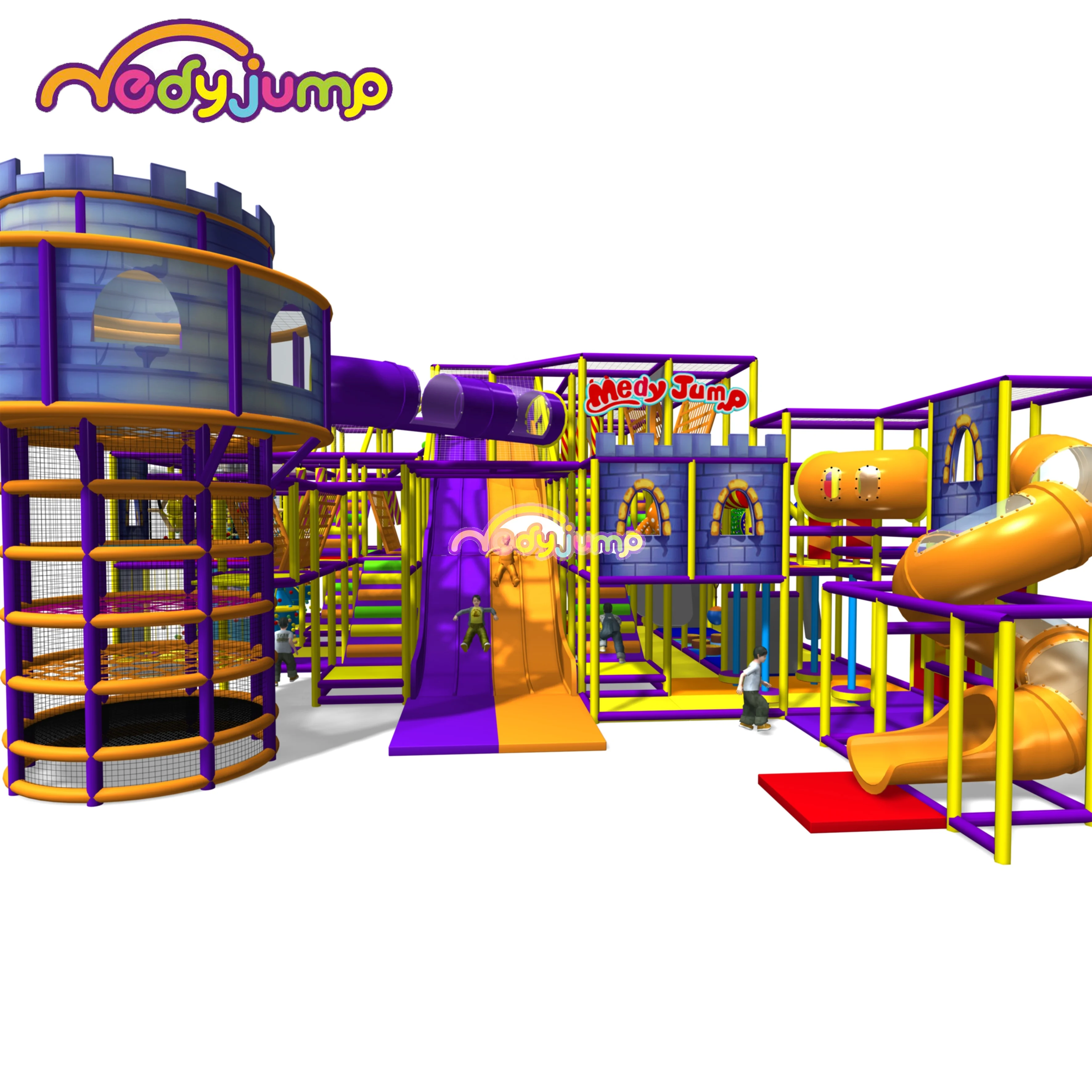 
Toddler Activity Play Kids Indoor Game Playground Trampoline Soft Play Plastic Slide Playground 
