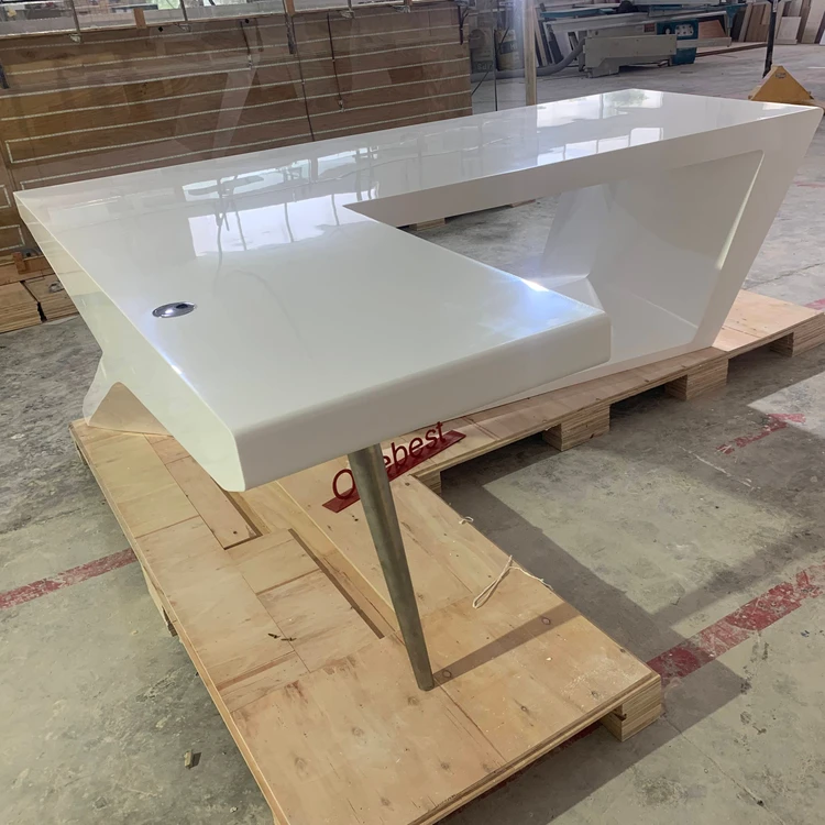 Large Size Pure White Solid Surface Office Desk Table New Design Executive Office Furniture Desk Director Table