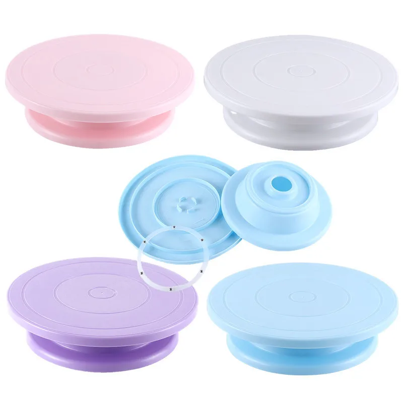Professional Cake Turntable 10 Inch Plastic Cake Stand Colorful Turntable for Dessert Baking and Rotating Decorating
