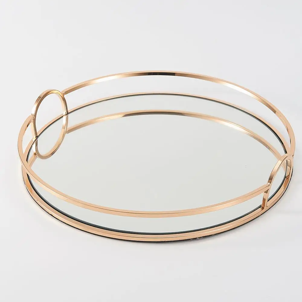  Круглый косметическое зеркало сервировочный поднос свадебные украшения 14 дюймов металлическая оправа очки
