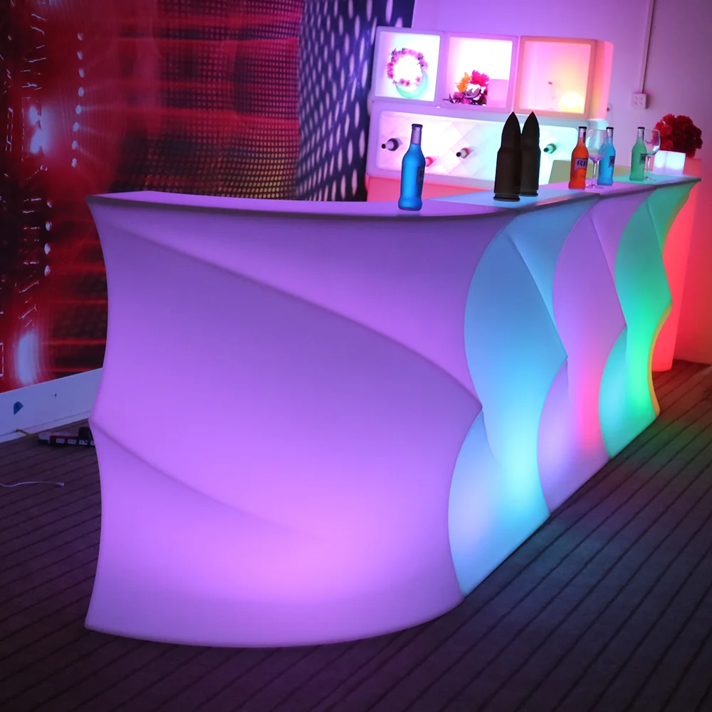 newly design remote control rgb color changing outdoor mobile bar portable wave grain led night club bar counter