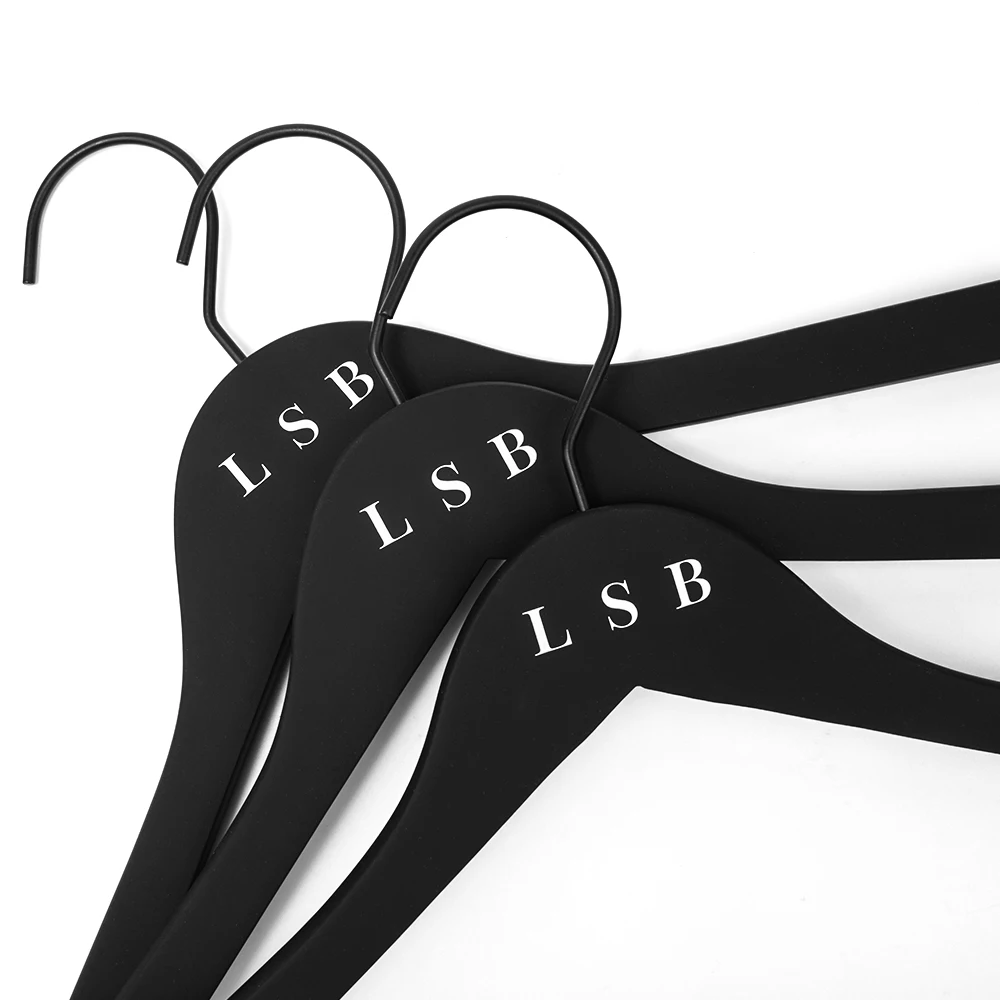 Clothing Hanger Custom LOGO Matt Black Wooden Brand Coat Suit Hangers for Clothes