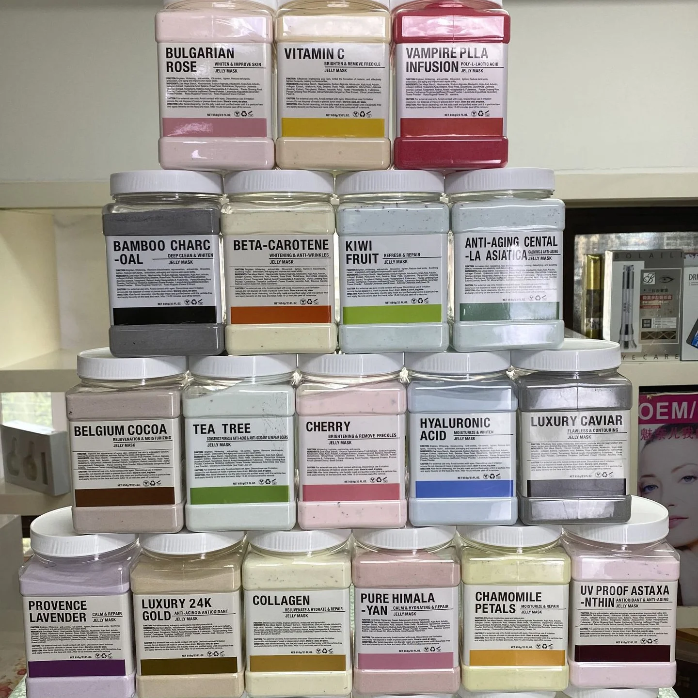 Hydrojelly Facemask 50 flavors Organic Jellymask Powder Rubber Brighten Peel Off Facial Crystal Collagen Tea Tree Hydro Jelly