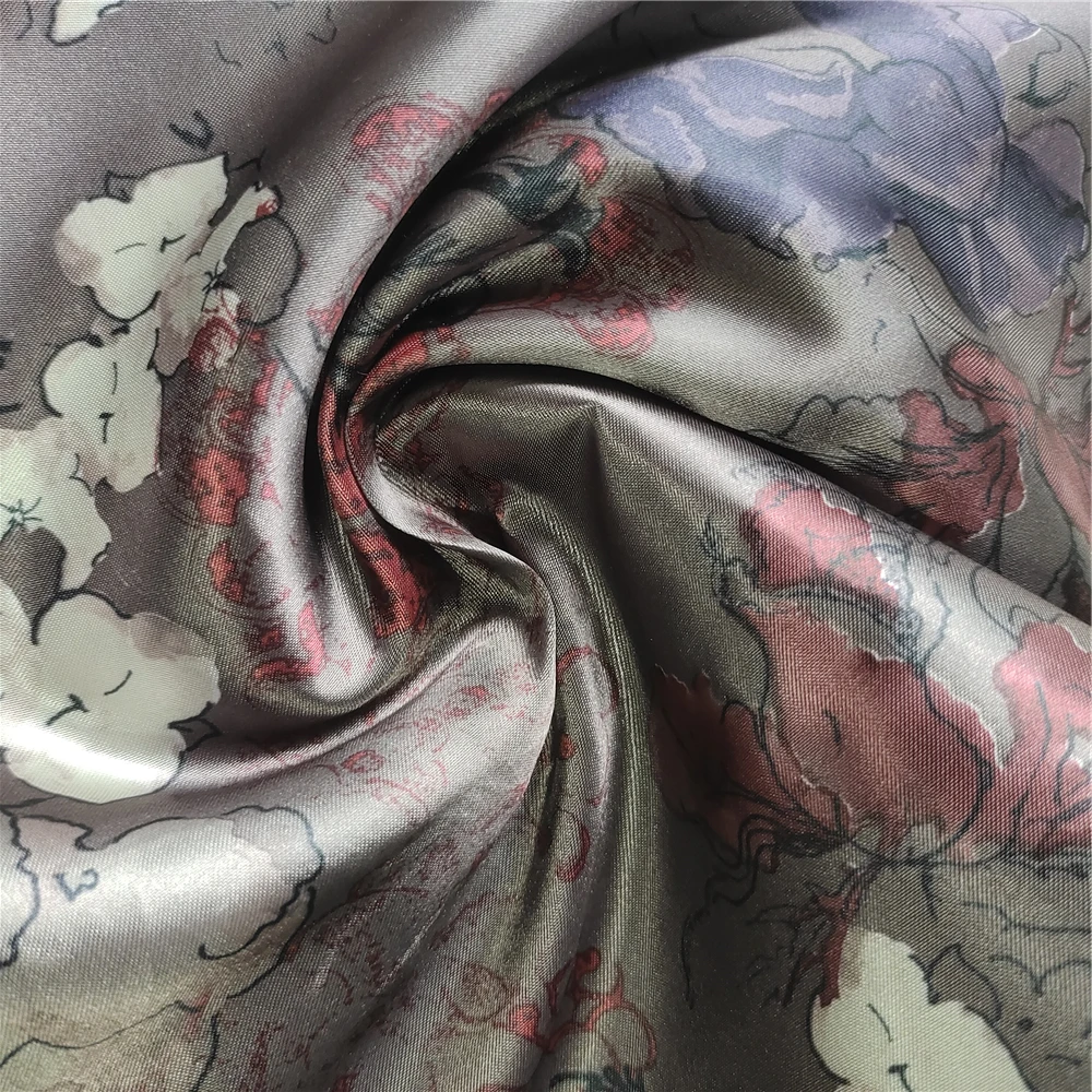 Satin flowers pattern 100% polyester floral printed satin fabric for suit dress coat jackets garment