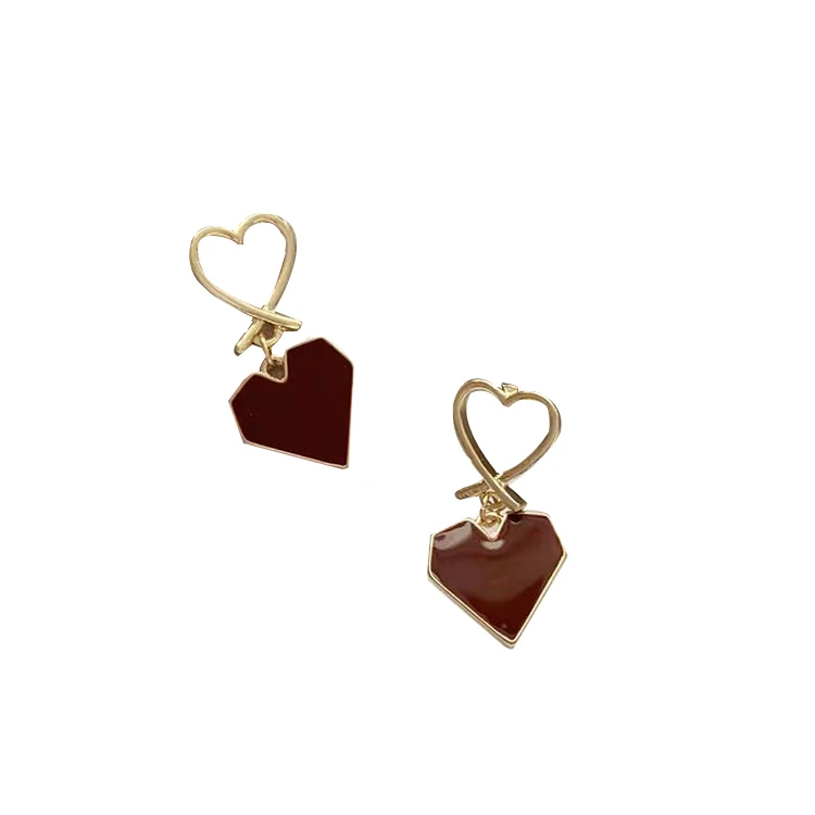 New Product Popular Sell Well Heart Shape Fashion Large Earrings 2021 Women