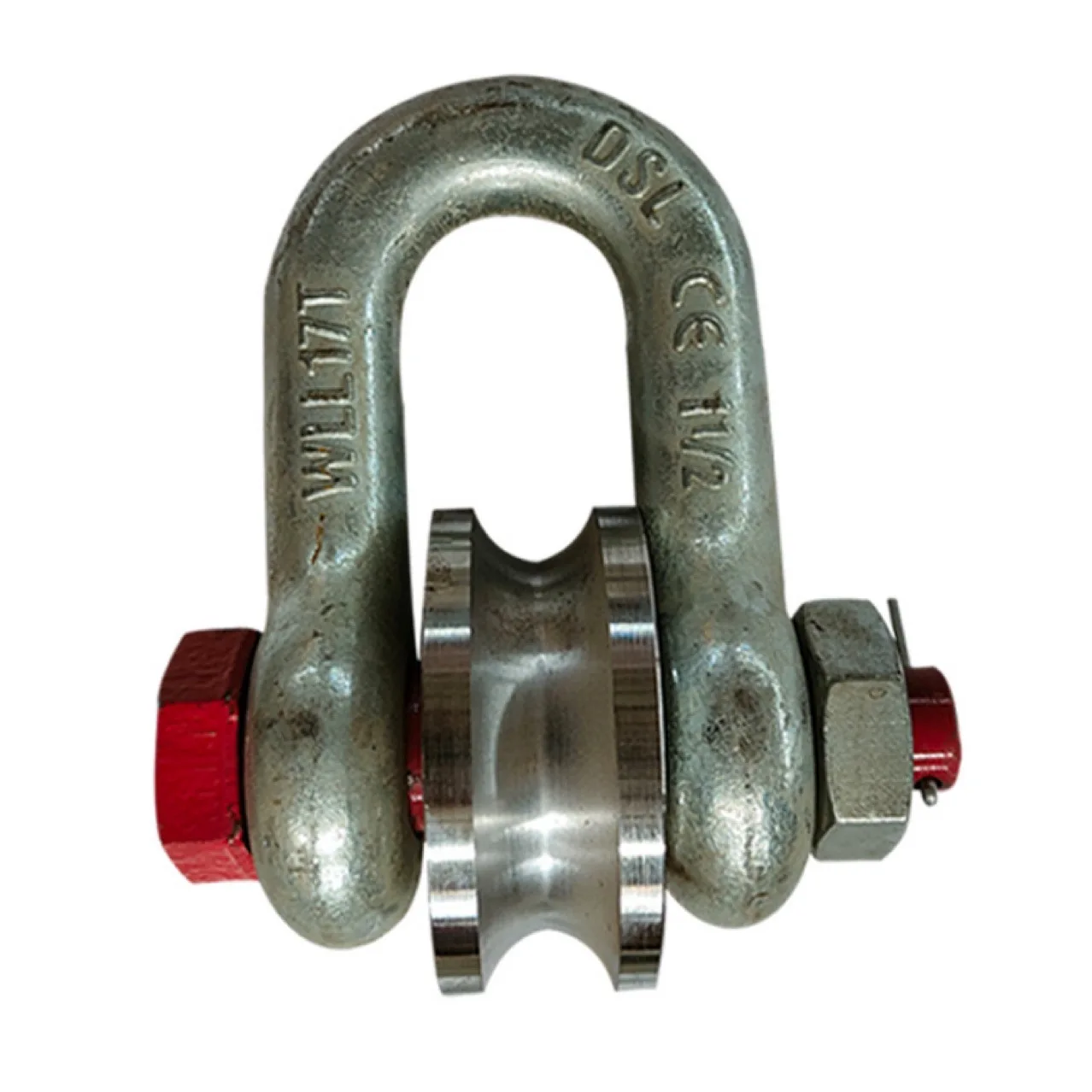 Heavy duty shackle pulley coal mine guide rope pulley steel wire rope roller U-shaped shackle for ship 12T