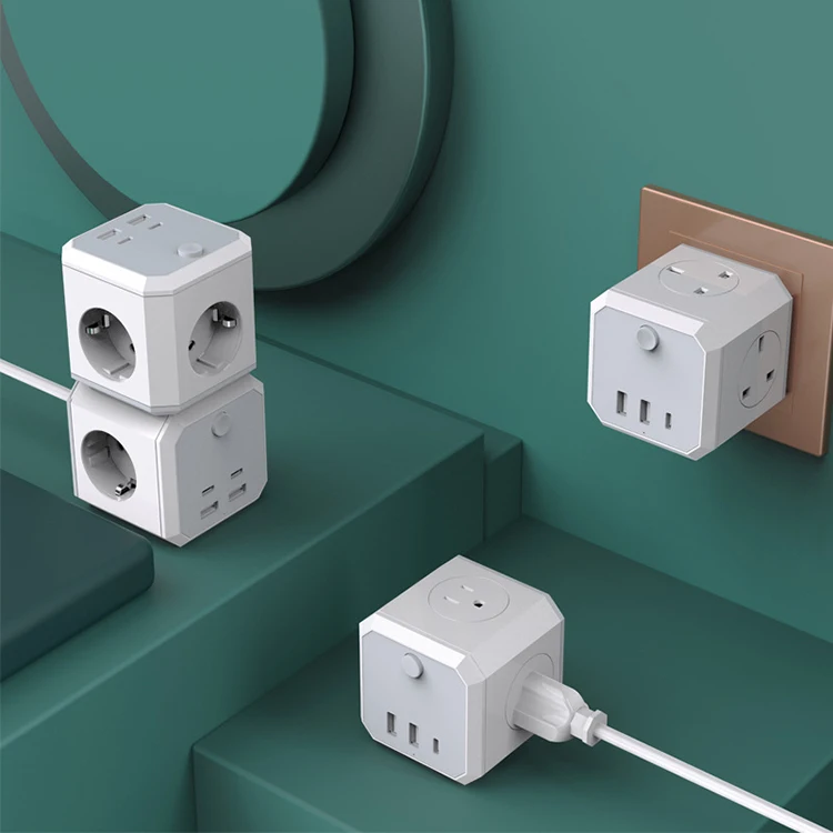  EU/US/UK USB TYPE-C Удлинитель силовой разъем Многофункциональный 4 розетки питания куб домашнего использования пропилен-каучука прокладки с