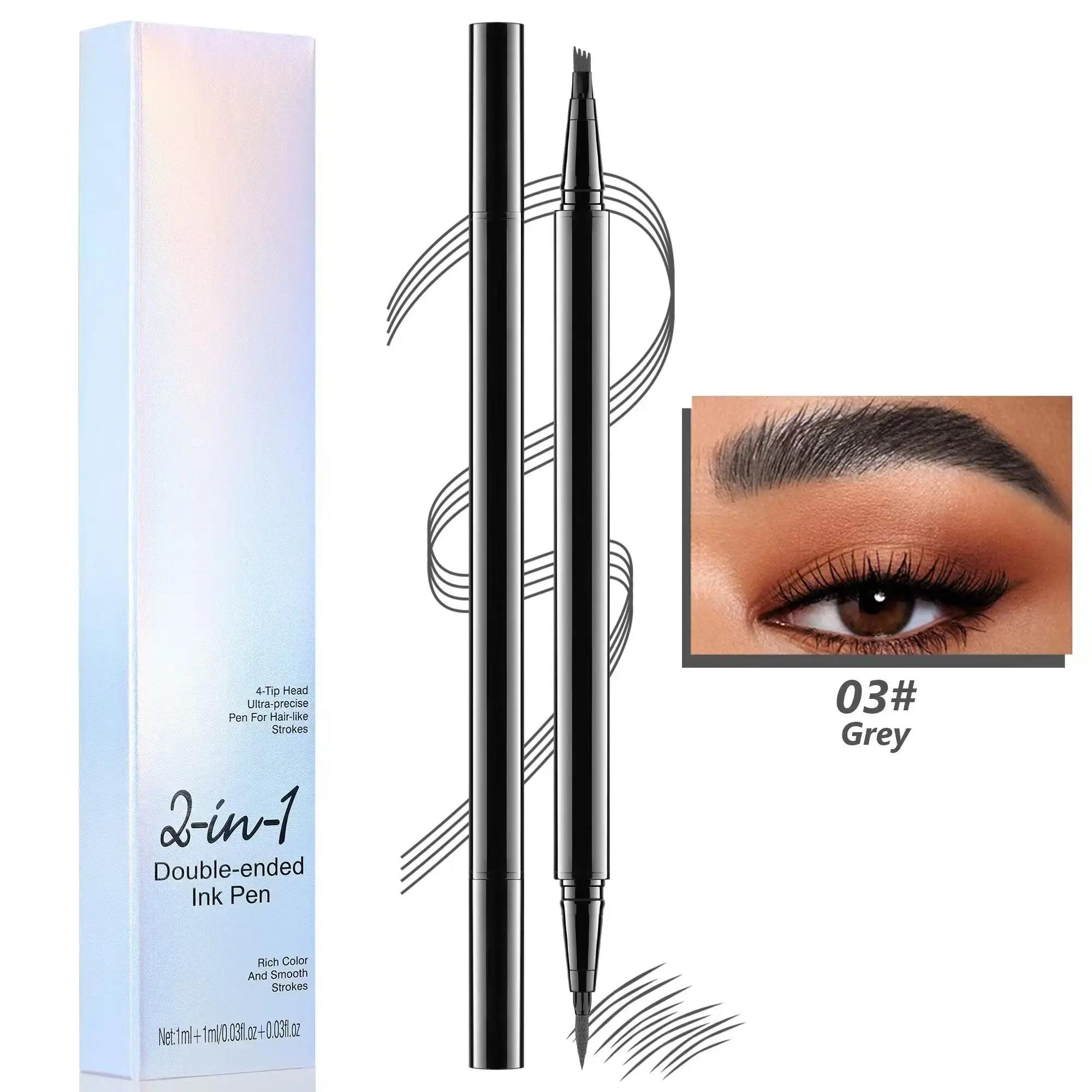 Eyebrow Pencil Custom Brown Black Eye Makeup Waterproof Long Lasting Vegan Brow Pencil Cosmetics Eyeliner Pen