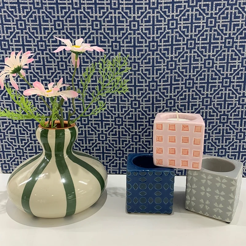 Wholesale Home Decor Custom Stoneware Ceramic Tealight Candle Holder wedding decor candlestick tea light candle holder