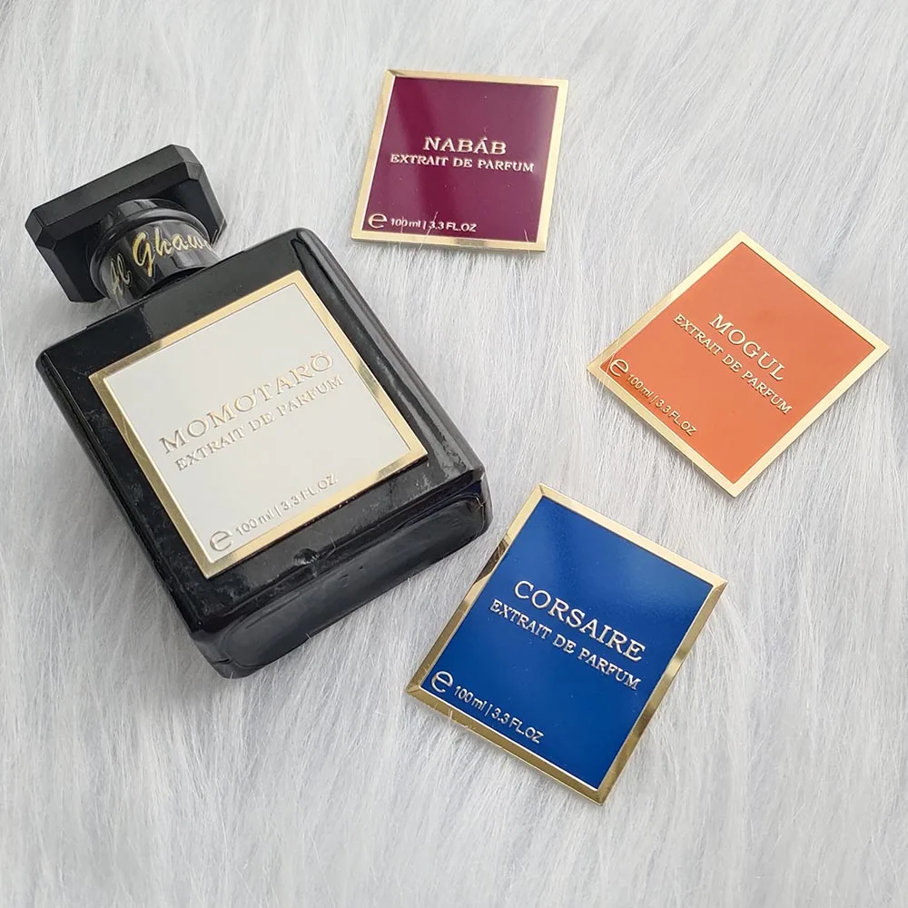 3d embossed black and gold luxury cosmetic packaging clear labels for cosmetic bottles label metal logo plate perfumes