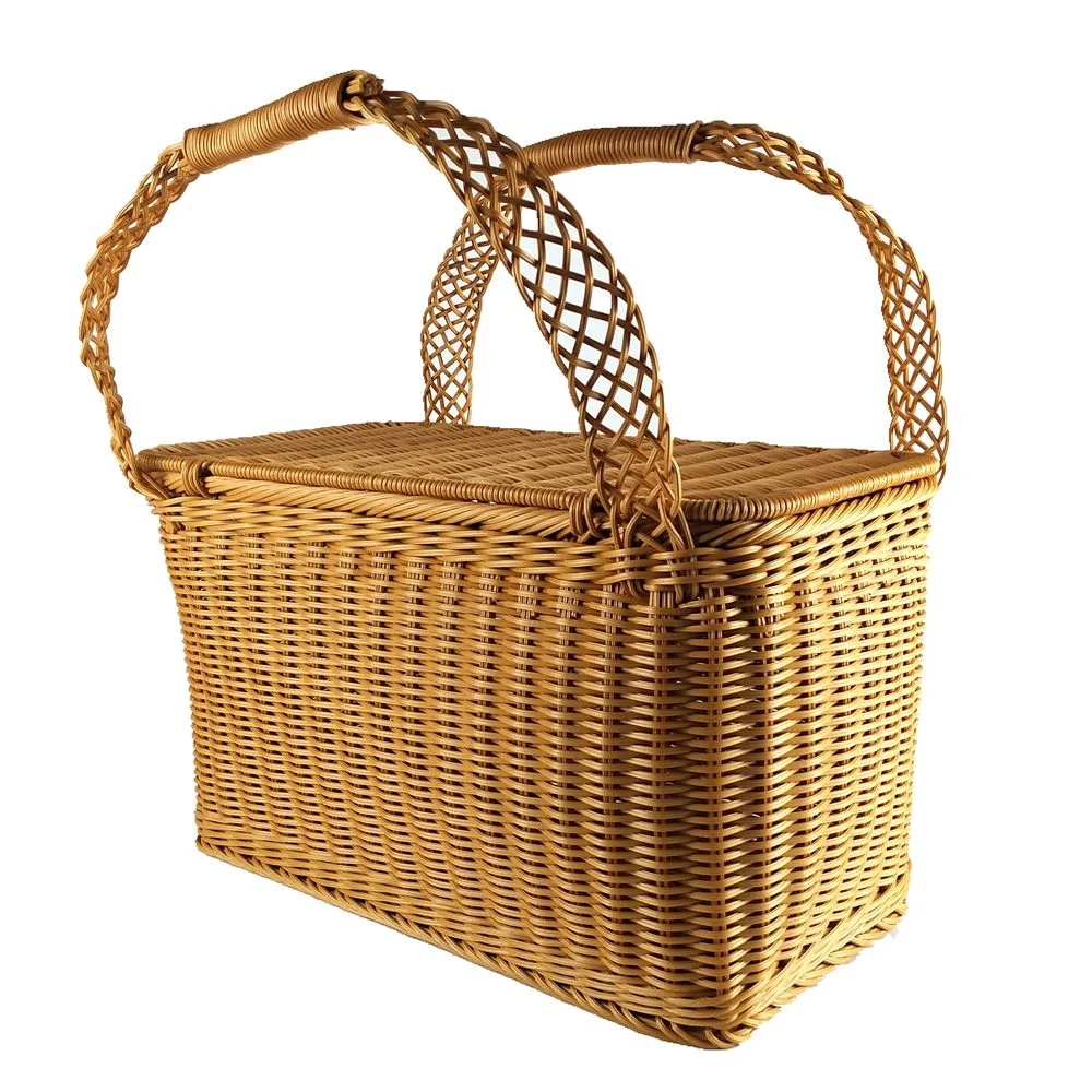 Yulin Jiafu outdoor weaving cheap large plastic cane picnic basket with handle