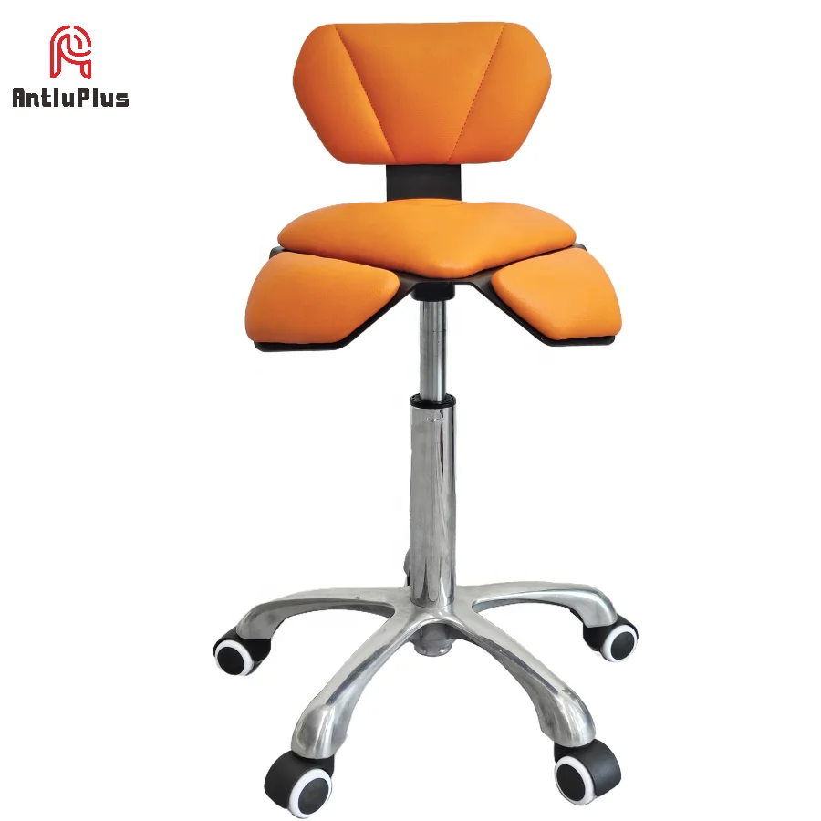 Antluplus Height Adjustable desk chair orange saddle stool for Medical Dental Stool