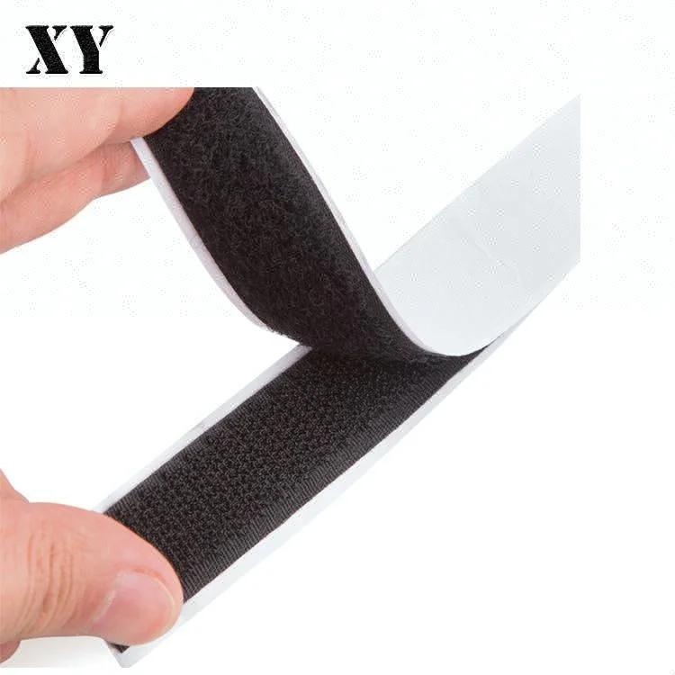 25mm Black White Adhesive Hook And Loop Back Glue Magic Tape Points
