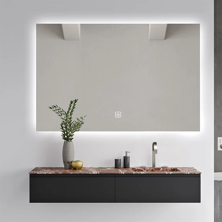 Hotel led backlit wall frameless bath mirrors bathroom lighted glass mirror with waterproof IP44 rating