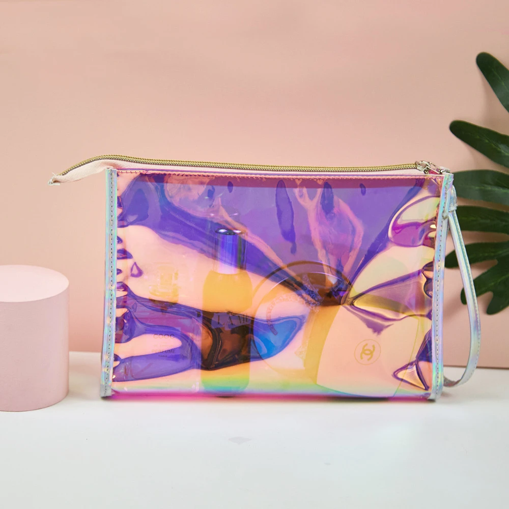 Laser makeup bag Square Packaging Beautiful Beauty Bag Basics Cosmetic Make Up Bag For Ladies