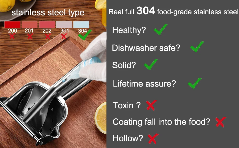 Real Stainless Steel Lemon Squeezer Citrus Juicer Hand Press Heavy Duty Manual Squeeze Juice Extractor Maker