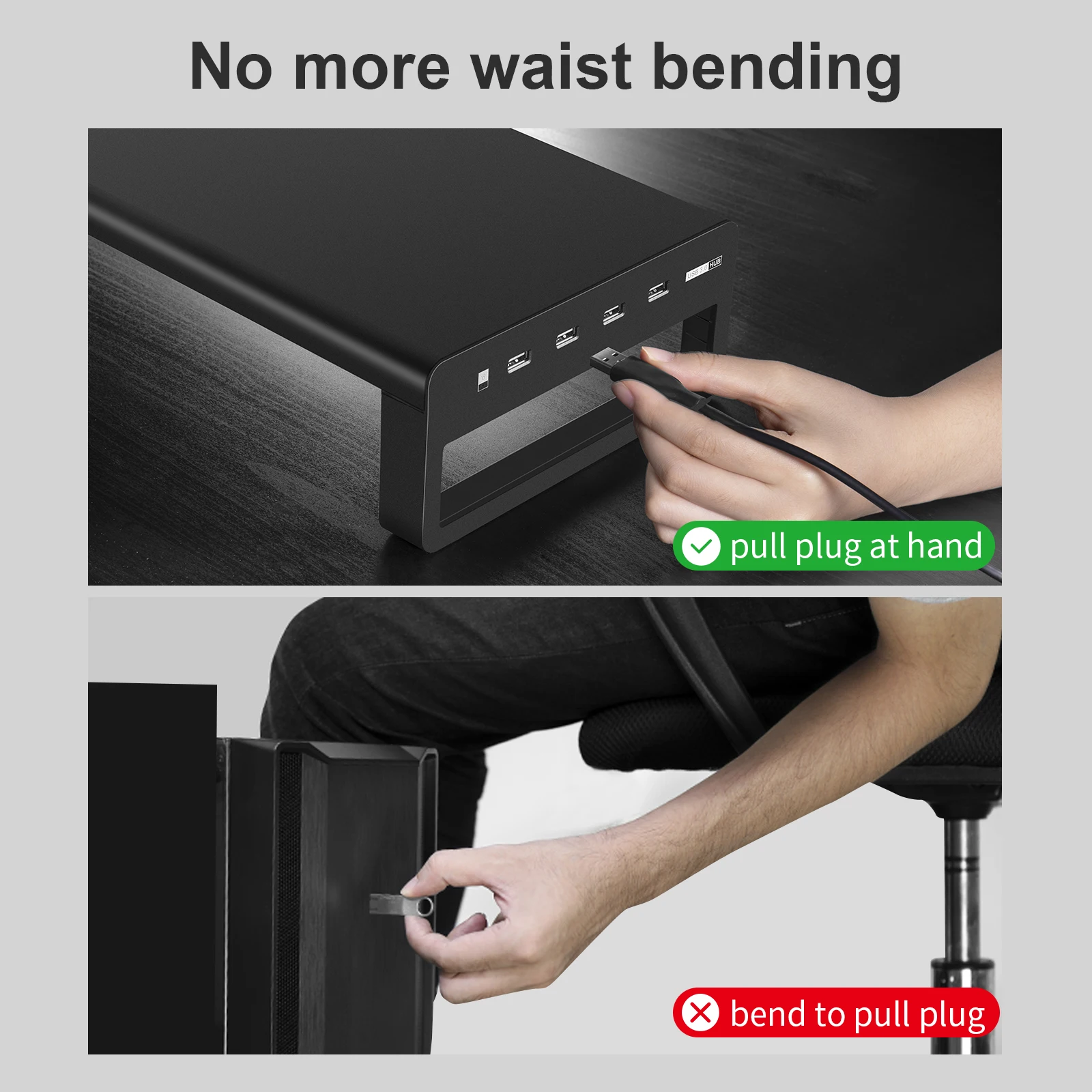 Vaydeer охладитель вентилятор компьютера Подставка алюминиевый демонстрационный стенд riser с USB концентратор портов Эргономичная подставка для монитора