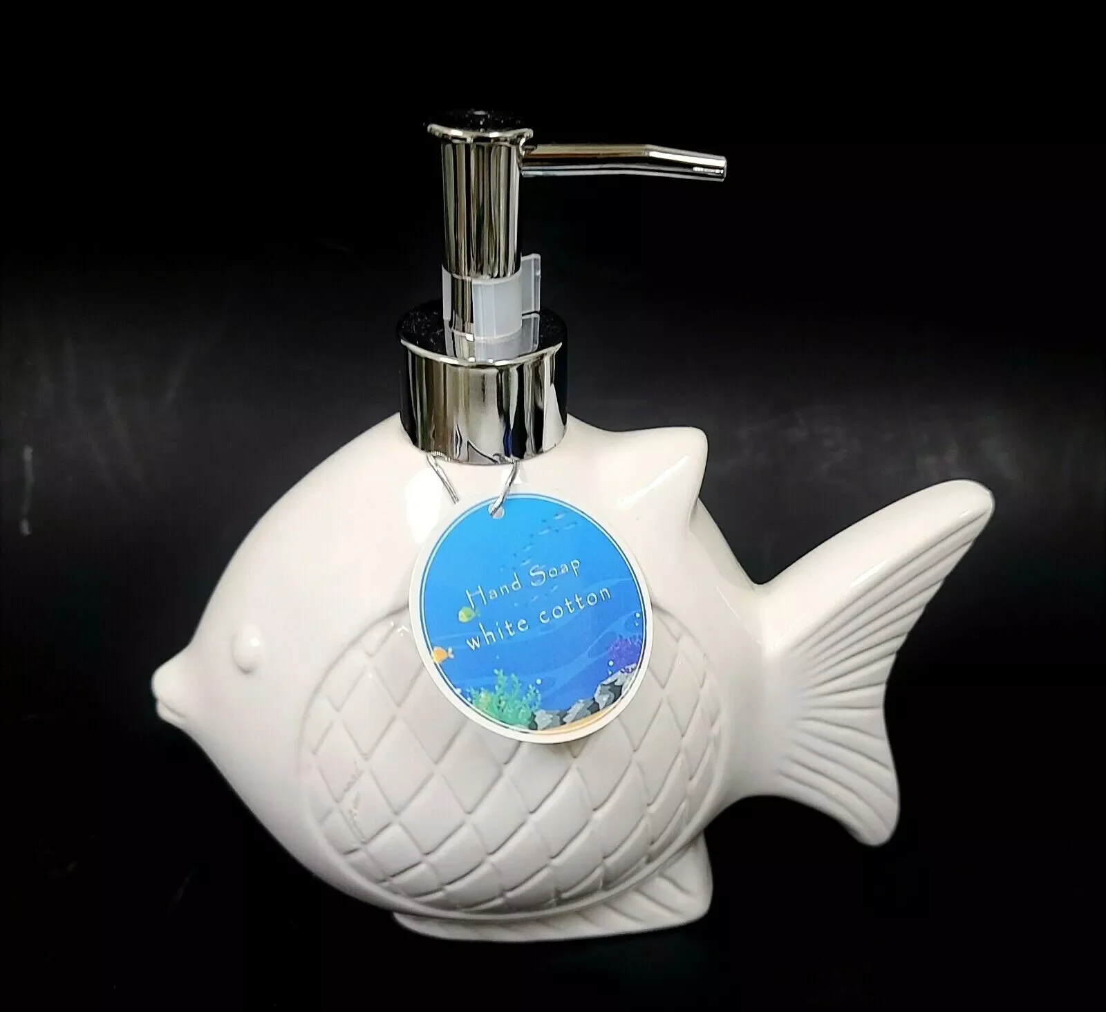 3D FIish with cotton Soap,Dispenser Silver Pump,Bath Shop Canada White Ceramic Soap Dispenser