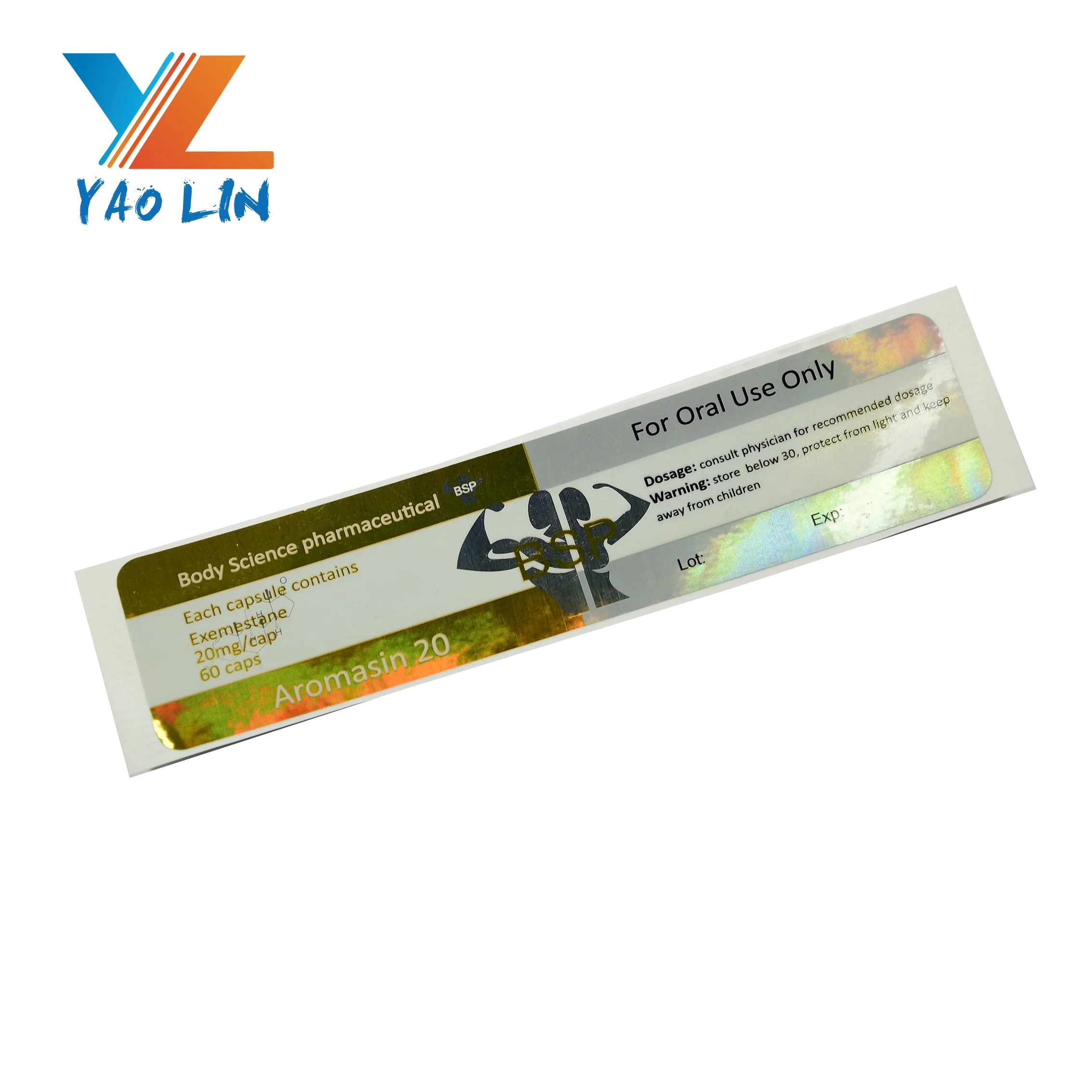 Custom printed steroid injection and tablets label waterproof glossy lamination 10ml hologram vial label