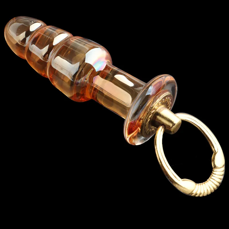 Wholesale crystal glass dildo pyrex anal bead plug sex toys for women