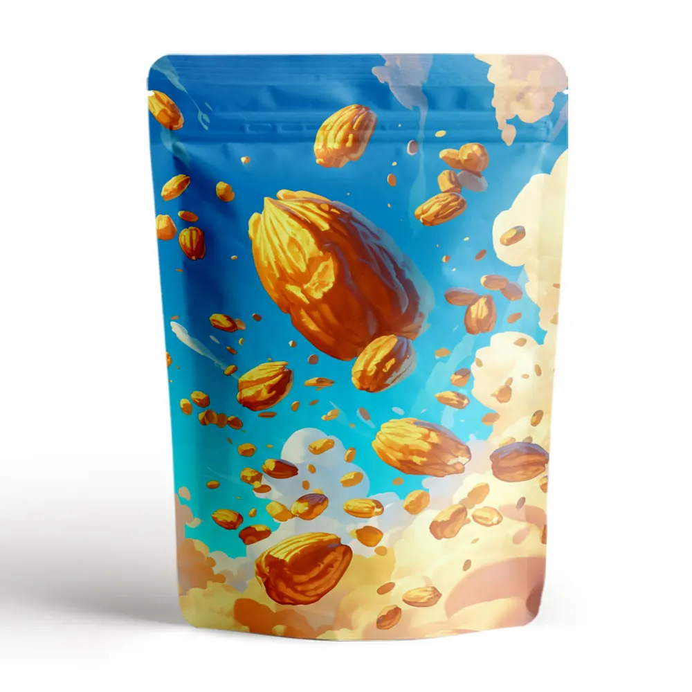 Custom aluminum foil stand up  packing pouch roasted nuts seed food packaging mylar bags for dried fruit snacks with zipper