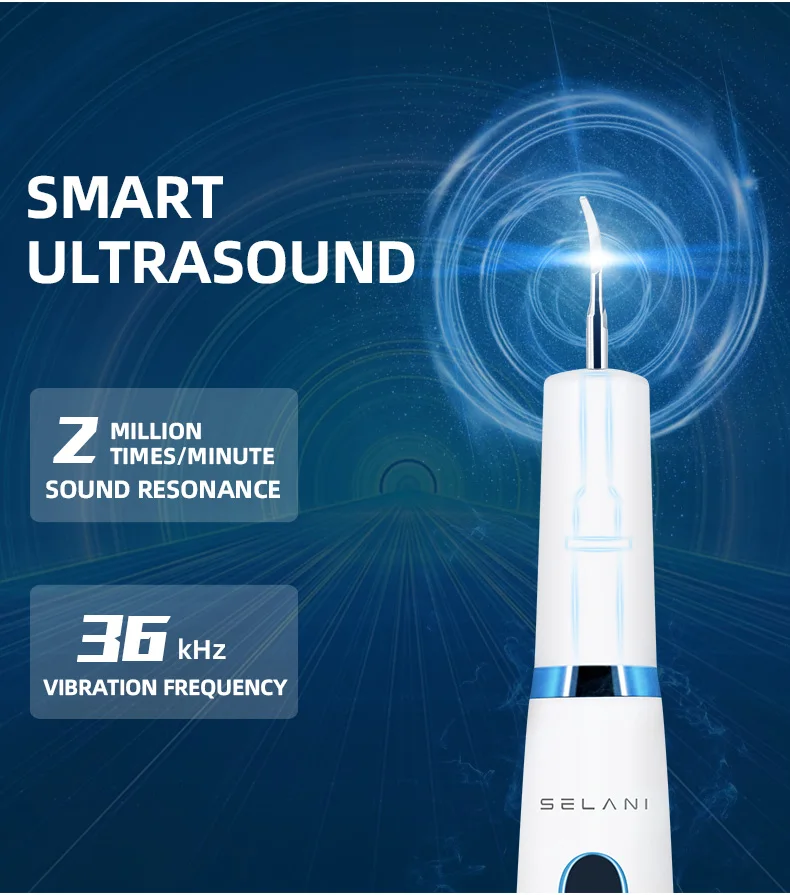 Home Use IPX7 Wireless Charging Ultrasonic Vibration LED Dental Scaler Cordless Tooth Cleaner Calculus Plaque Tartar Remover