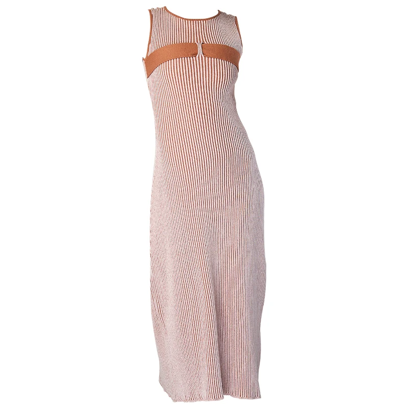 2023 Hot Selling Elegant Young Solid Color Temperamental Commute Knitted O Neck Long Sleeve Dress For Women