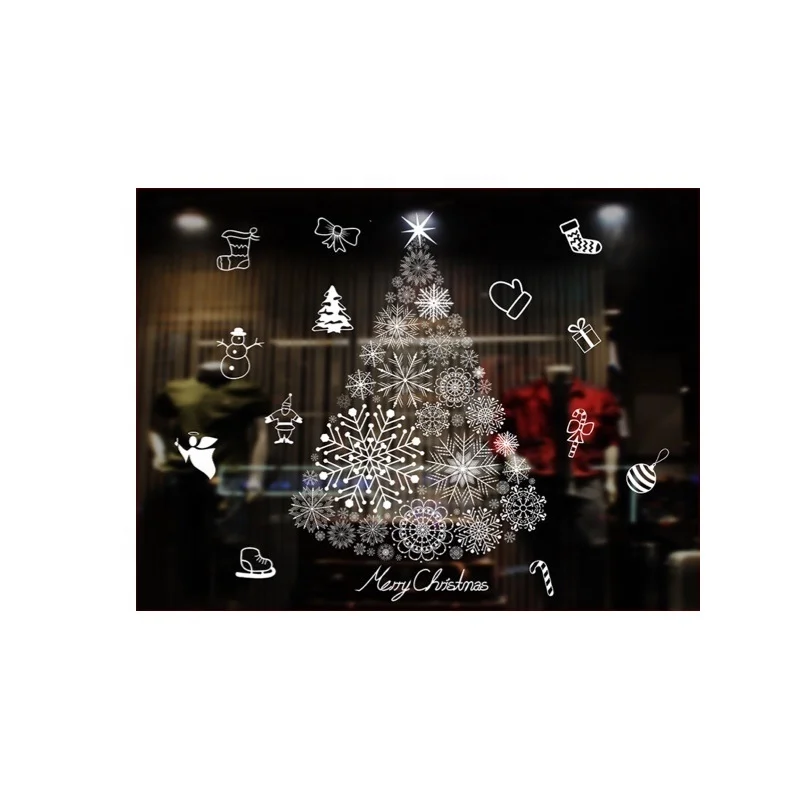 
Decal Car Christmas Silver White Stickers for Decor Window Vinyl Home Decoration PVC Mixed Cartoon Sticker 4 Color 
