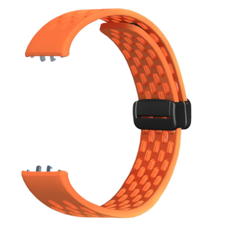 High Quality Newest Soft Breathable Silicone Magnetic Metal Folding Buckle Smart Watch Strap For Samsung Galaxy Fit3 band