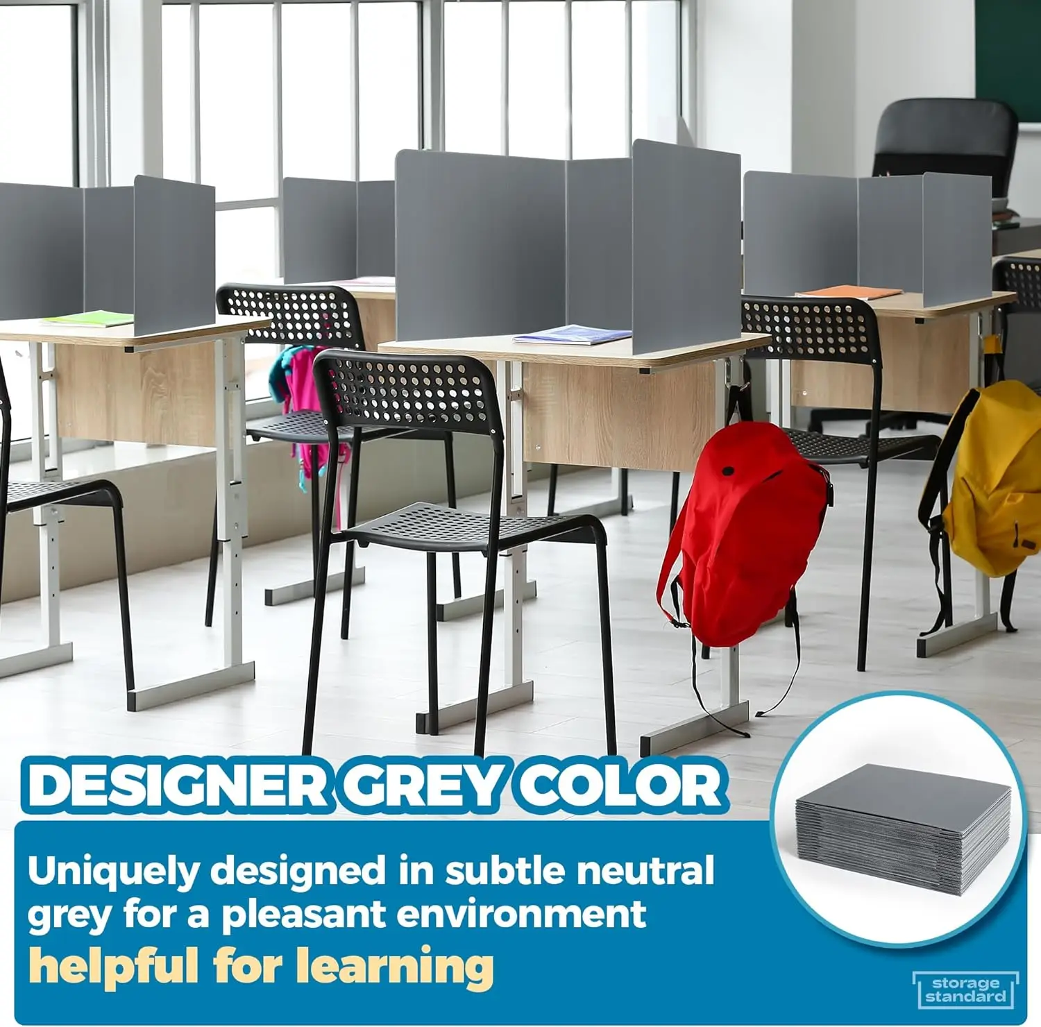 Waterproof Plastic Privacy Shield Divider Grey Students Desk Dividers Study Carrel Folder Boards for Student Desks