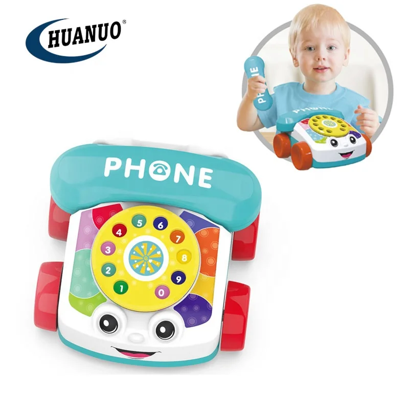 HUANUO Wholesale Early Education Walk-along Phone Toy pull along kids mobile phone popular baby toys