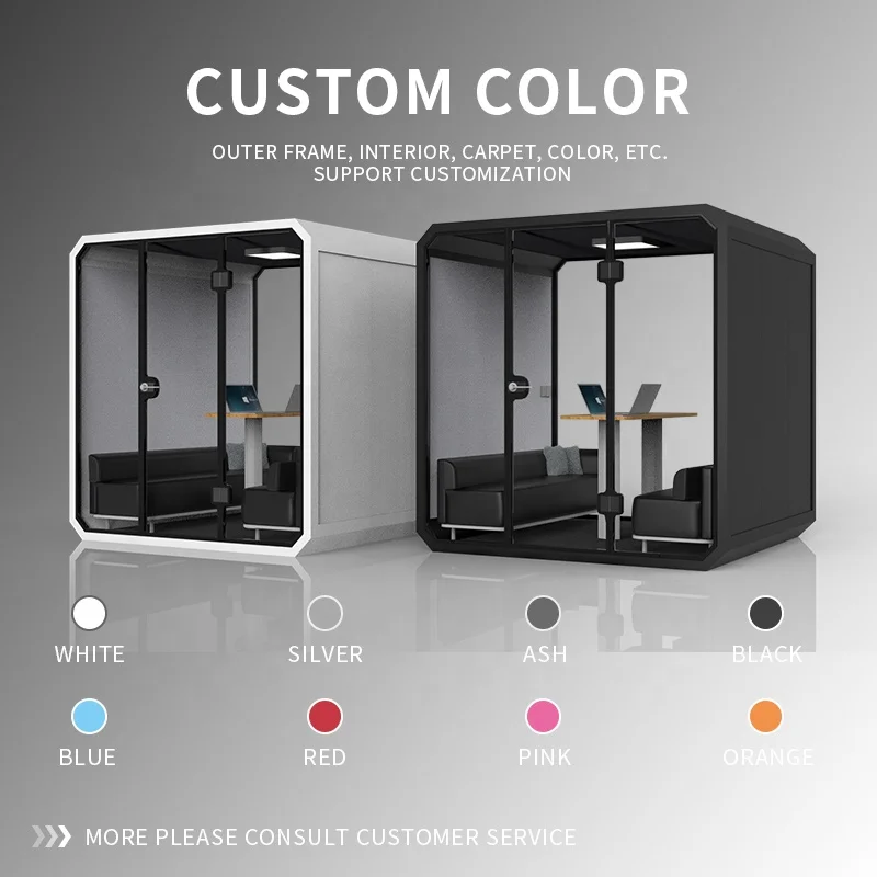 Fire Retardant B1 Ventilation System Commercial Office Booth Meeting Pod With Tv Desk Mobile  Office Pod Sofa Design