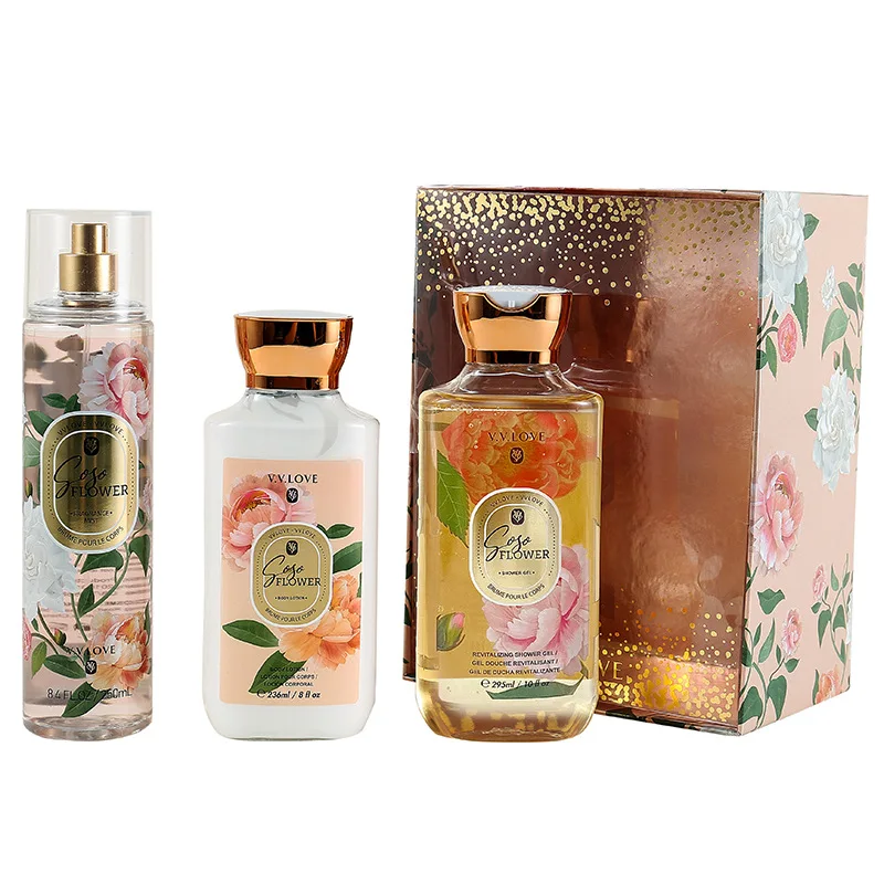 Factory wholesale brand body spray lasting dry skin body shower gel perfume ladies skin care products.