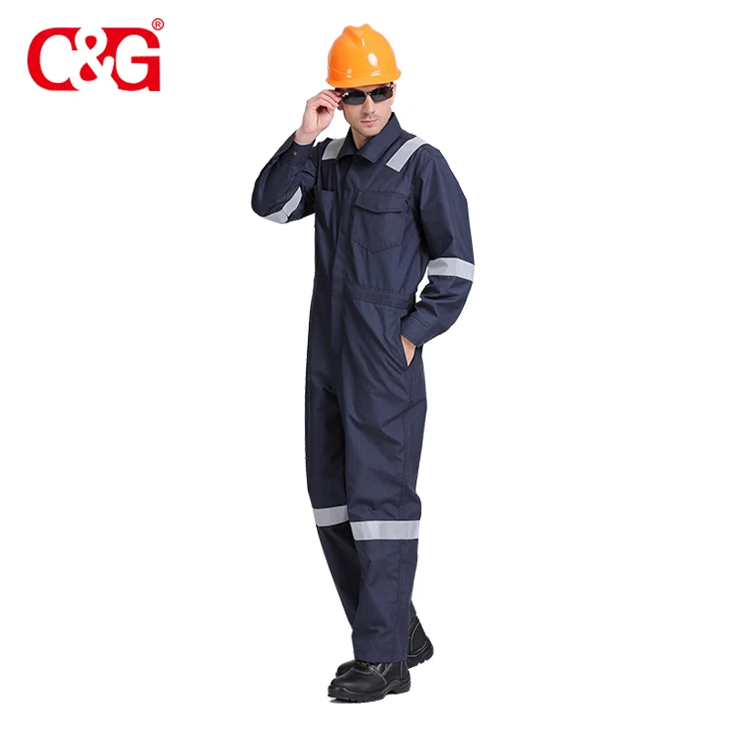 Fire Resistant Overalls Working Uniforms Wholesale Protection Coverall Navy Blue reflective safety clothingNomex IIIA Fabric C&G