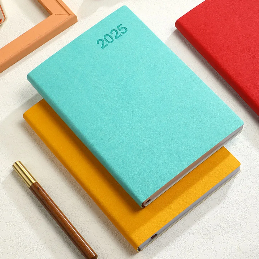 Custom School Notebook Printing Agenda Diary Planner Notebooks Colorful PU Leather Cover 2025 Year Palnner