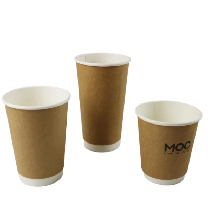
 Высококачественный бумажный стаканчик с двойными стенками, 8 унций, 12 унций, 16 унций, 20 унций, стаканчик для горячих напитков для кофе, одноразовый стаканчик из крафт-бумаги  
