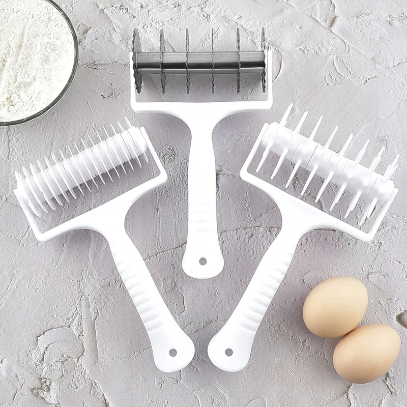 Оптовая продажа 3 шт. пищевой пластиковый круговой ручной роликовый резак для пиццы