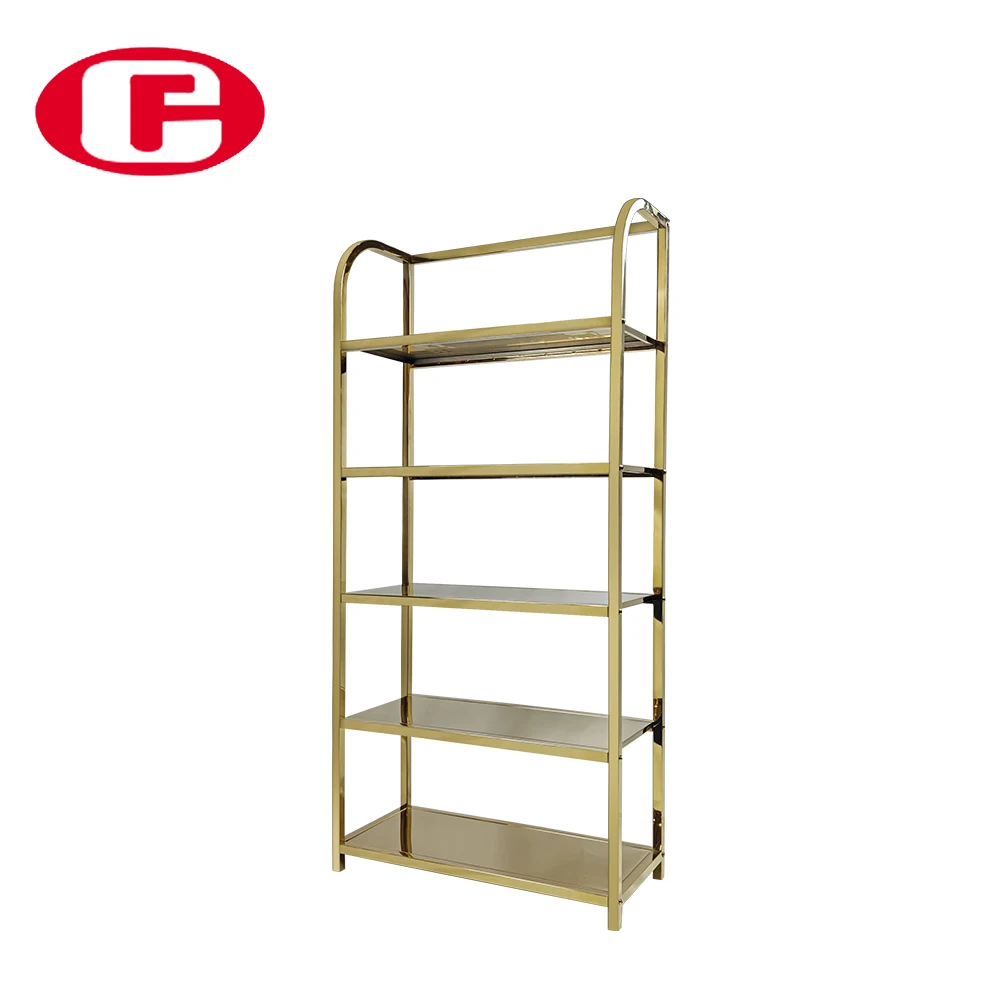 Steel pipe gold plated display clothing stand heavy duty vertical metal storage rack for shop