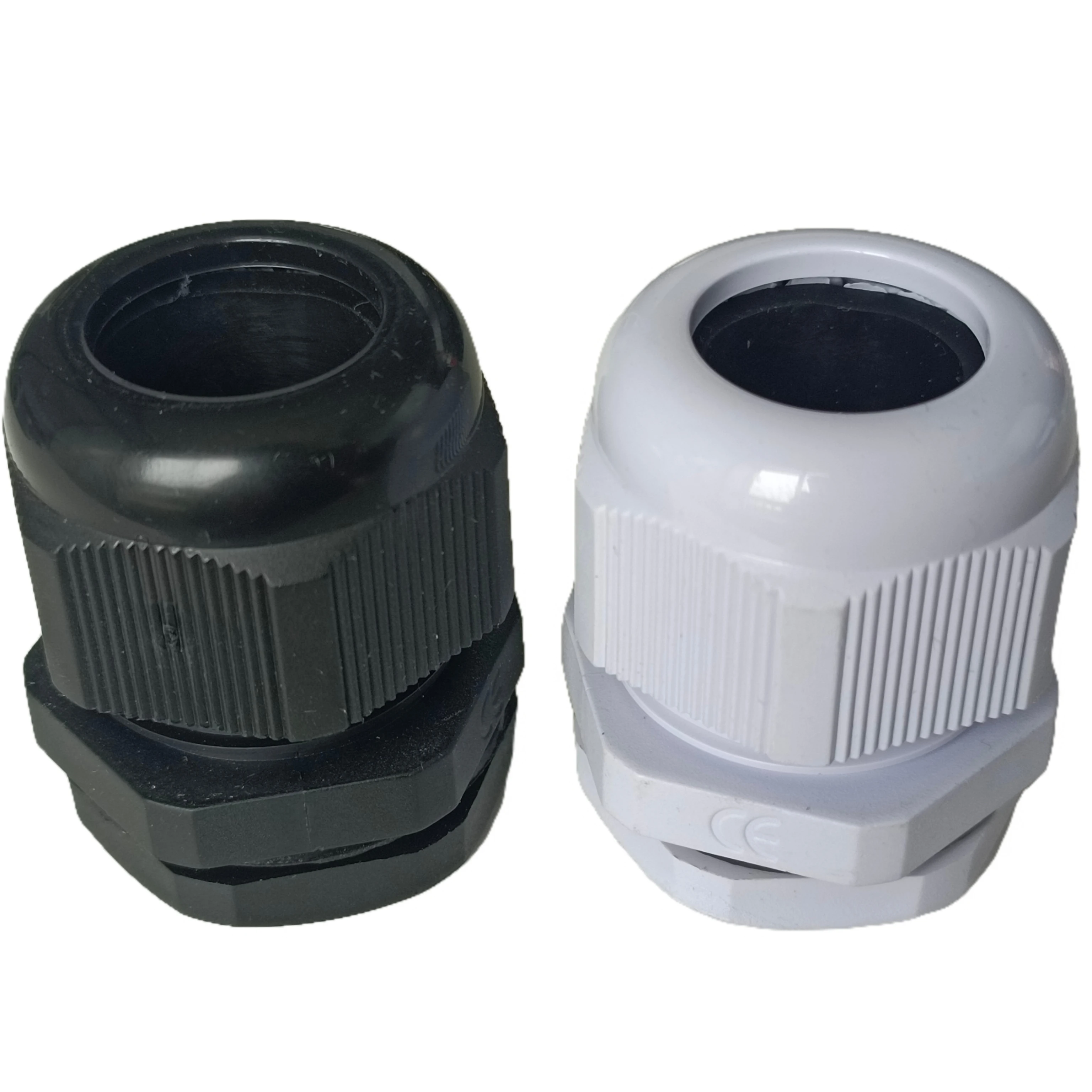 M25 IP68 Black White Nylon Waterproof Cable Gland With Lock Nuts And Washer Thread Cable Glands Conduit Fittings
