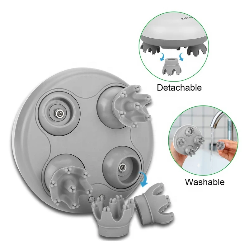 Hot Selling Automatic Hand Held Easy Use Deep Tissue Kneading Vibrating Scalp Massager Electric Silicone Head Massager