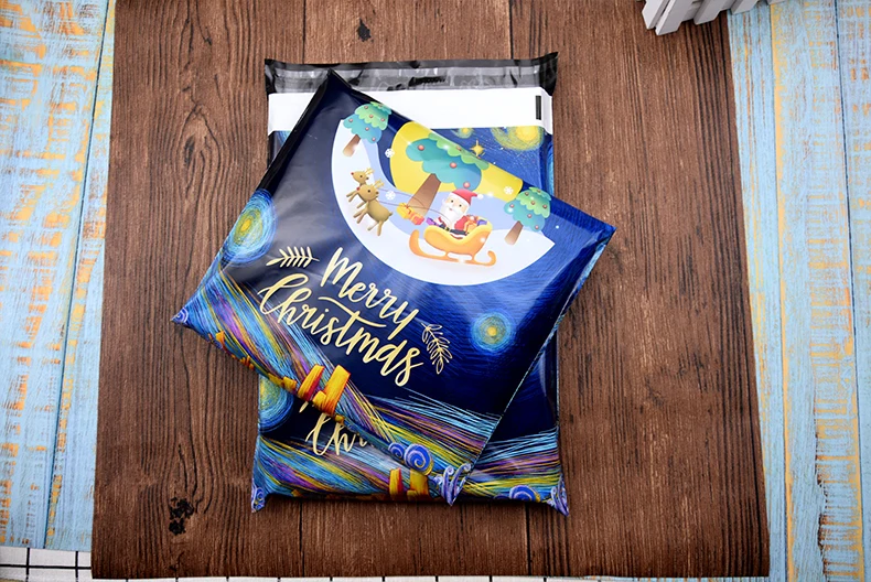 wholesale compostable paper courier bag making machine wholesale Christmas pattern courier delivery bag for shipping clothing