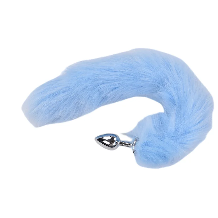 Adult Sexual Products Multi-Color 40cm Artificial Fox Tail Metal Anal Plug Colorful Fox Ponytail Anal Toy
