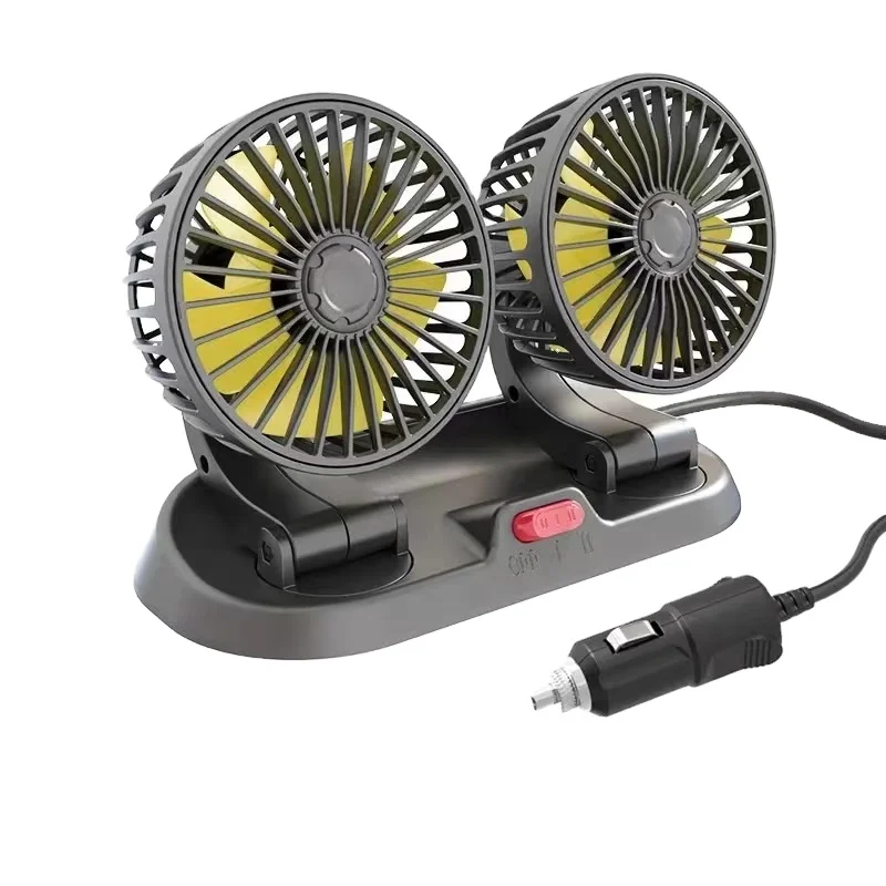 A new dual head cooling fan with high wind power suitable for large trucks and cars 12V&24V car fan